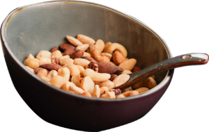 Close up tray with mixed nuts