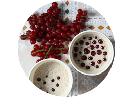 Chia pudding with red berries as a healthy breakfast dish