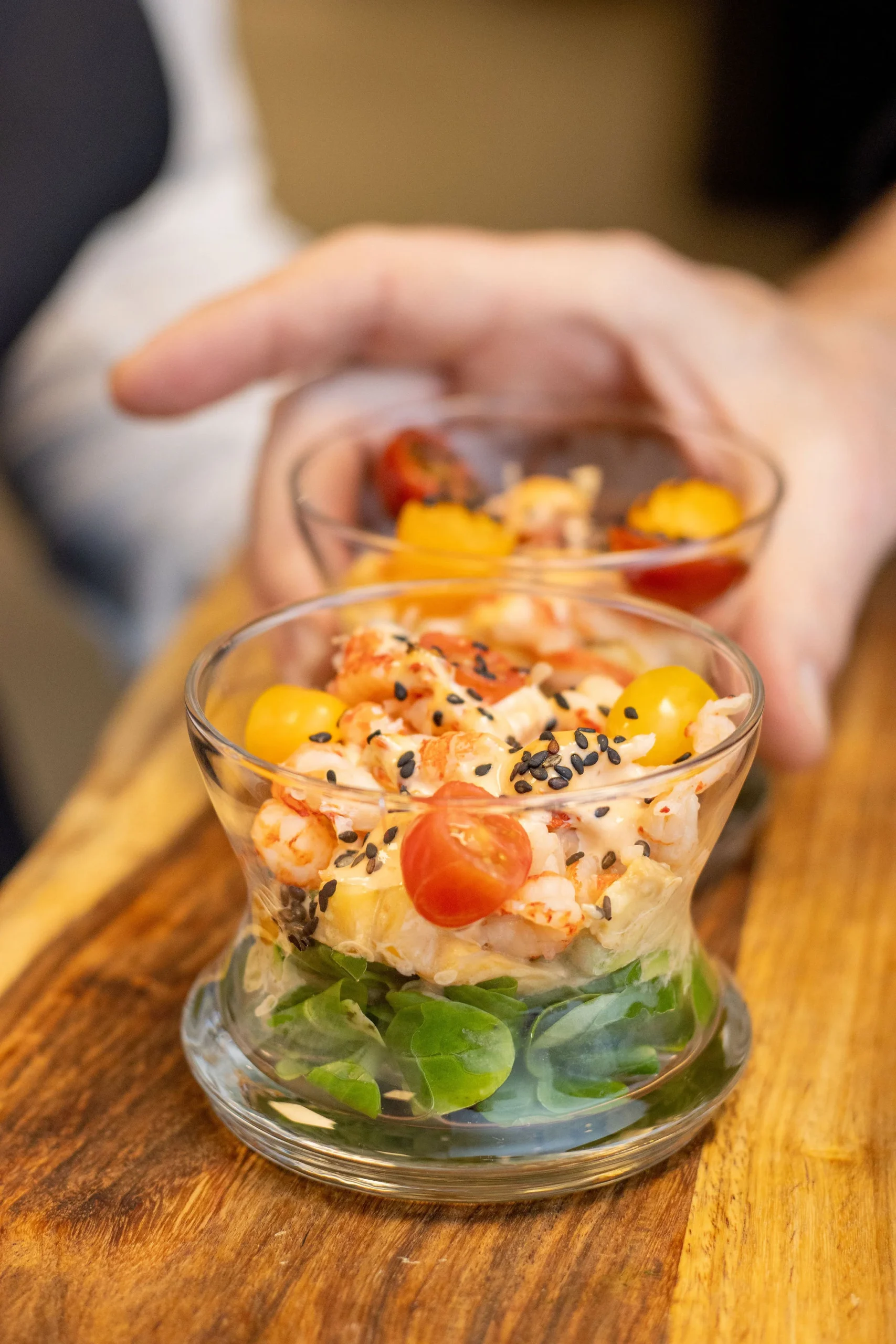 Crab salad for walking lunch catering